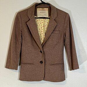 Cartonnier Jersey Knit Heathered BRown Blazer Button Front Size XS Anthropologie